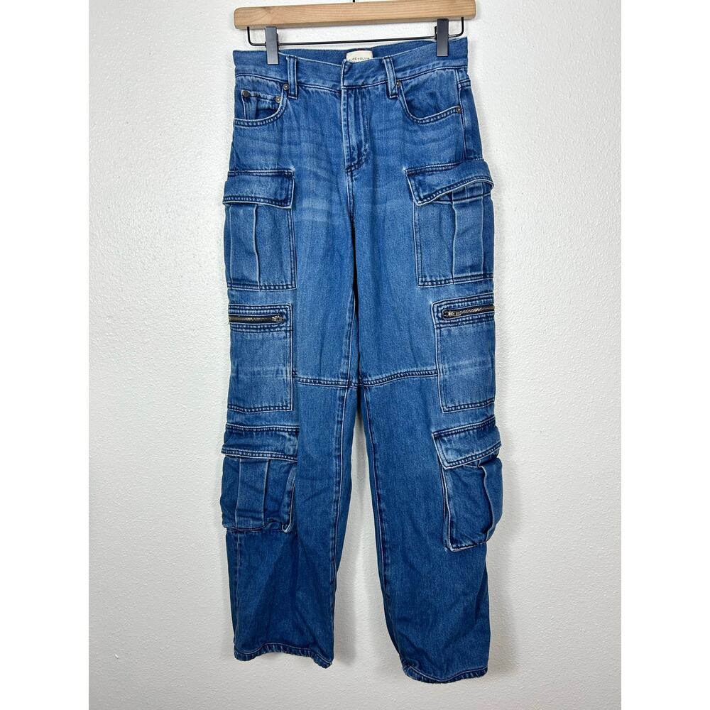 Alice + Olivia Cay Cargo Wide Leg Baggy Jeans Sz 25 - Picture 3 of 9